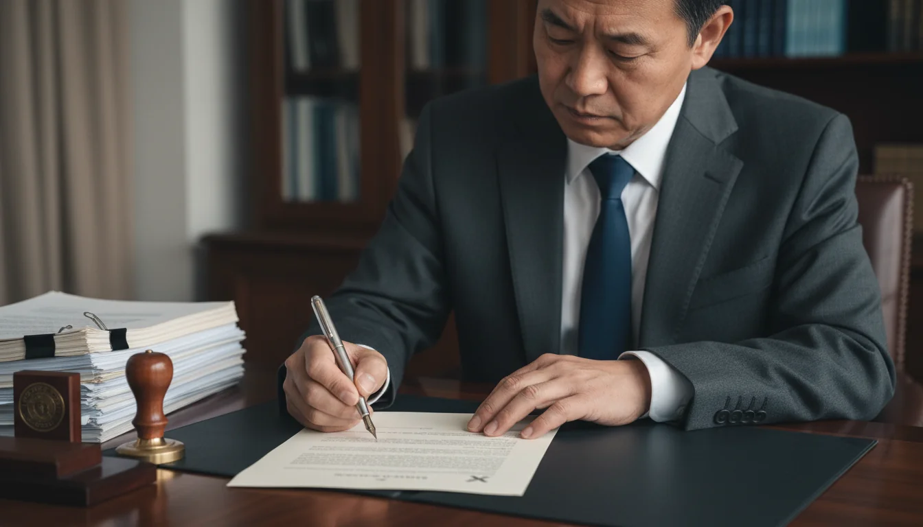 Adult signing legal document