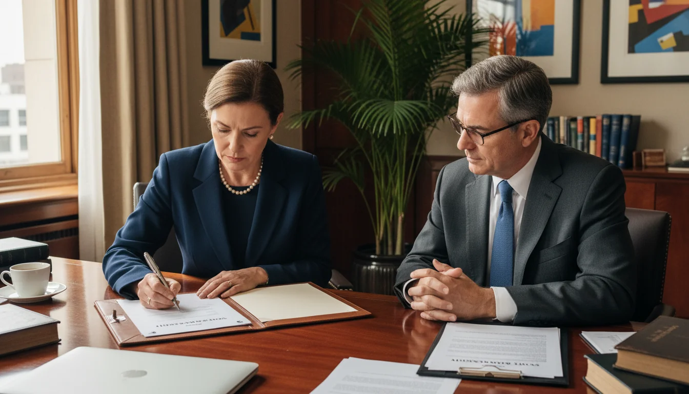 Signing stock transfer contract