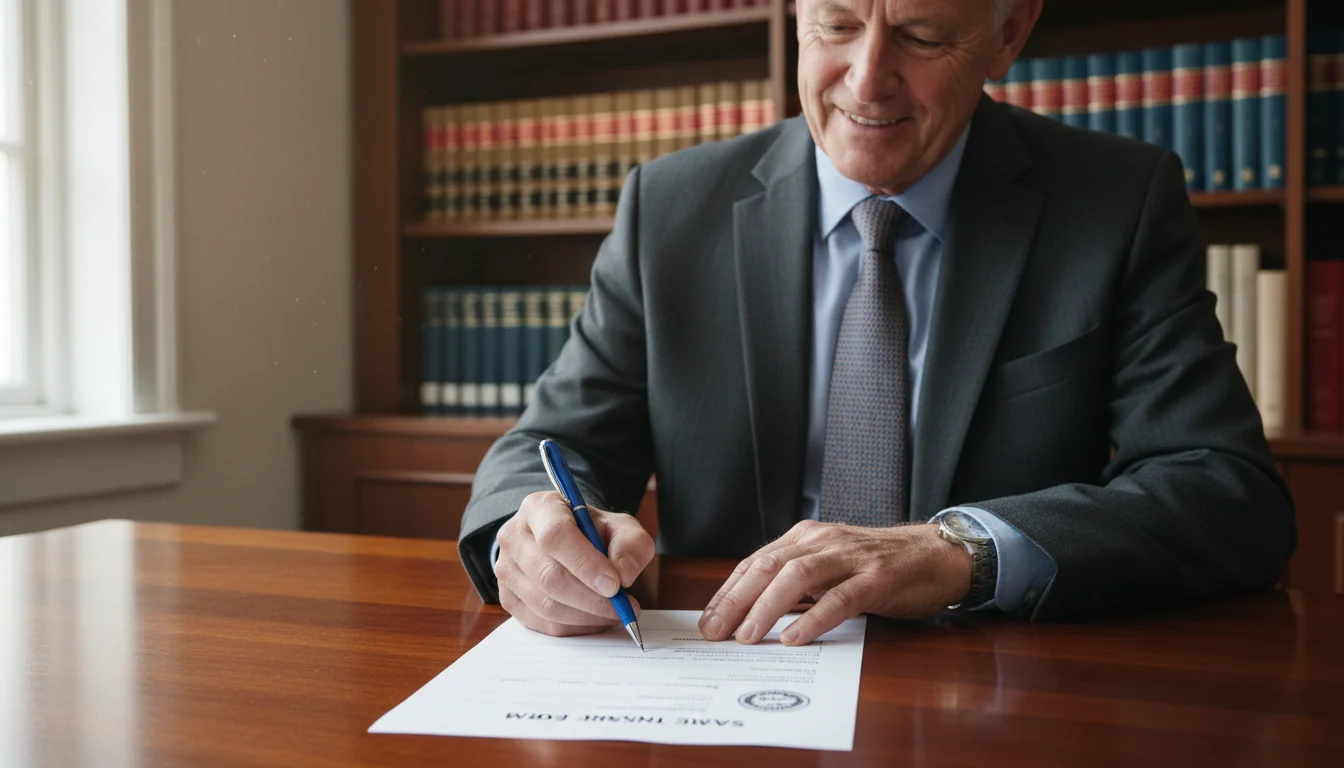 Signing the completed transfer form