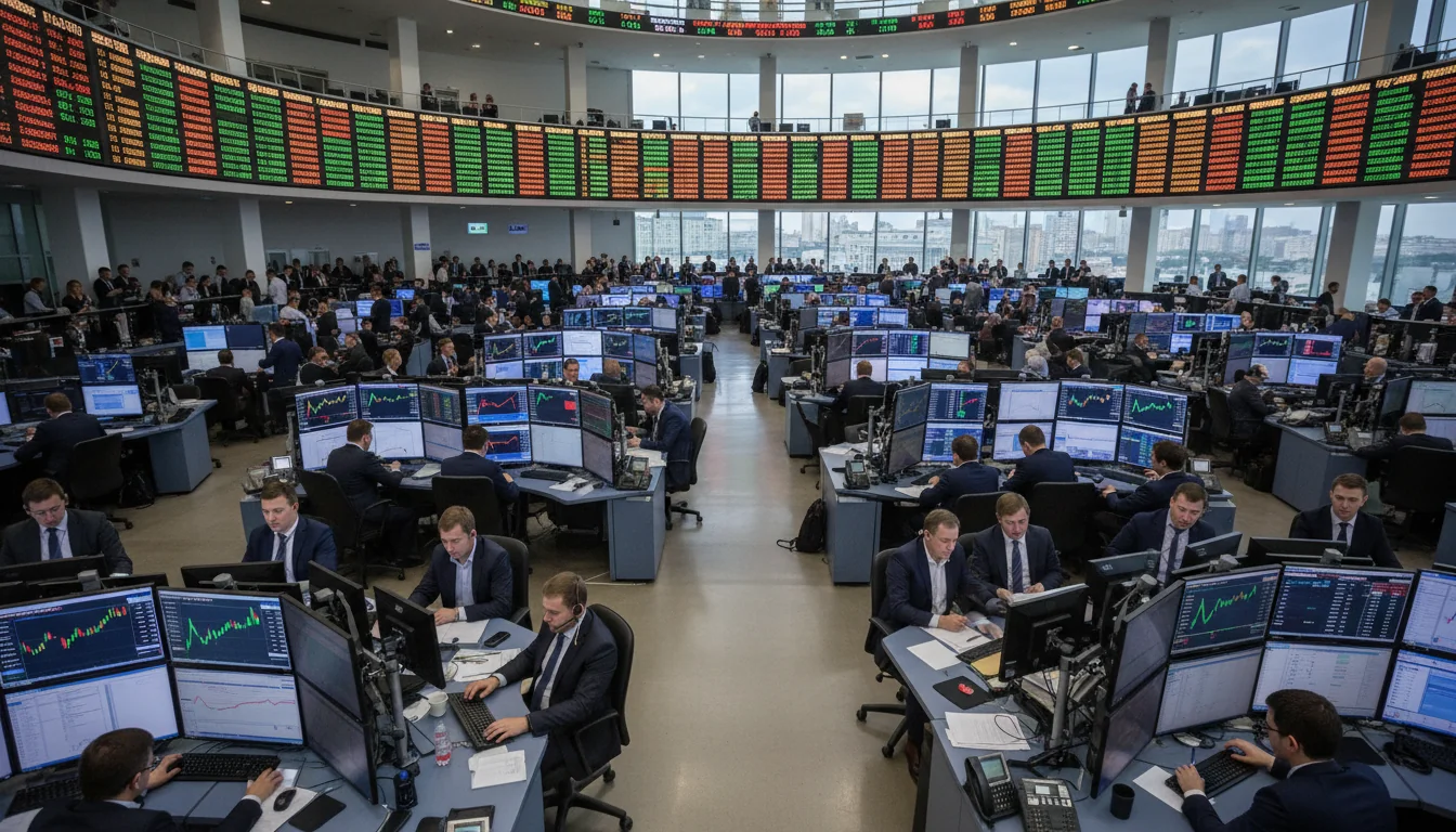 Stock exchange trading floor Russia