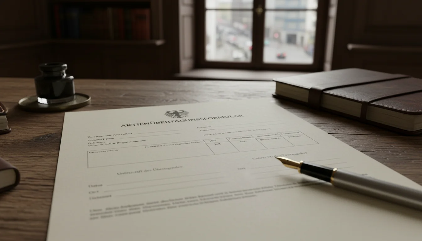 Stock transfer form document close-up