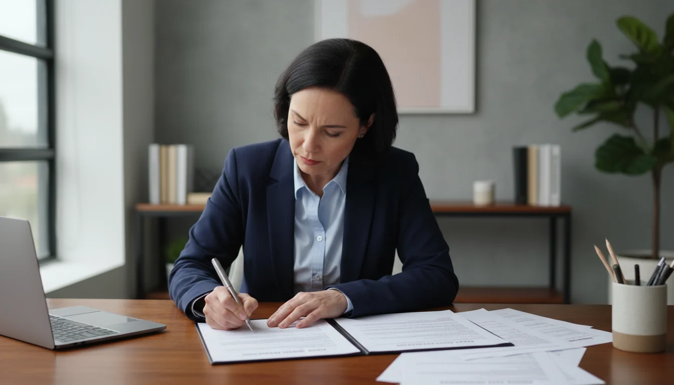 Person signing stock transfer contract