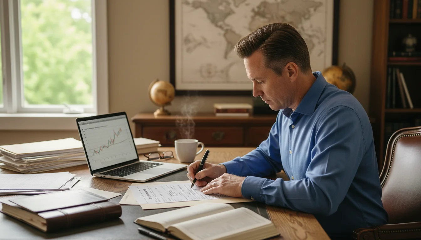 Person filling stock transfer form