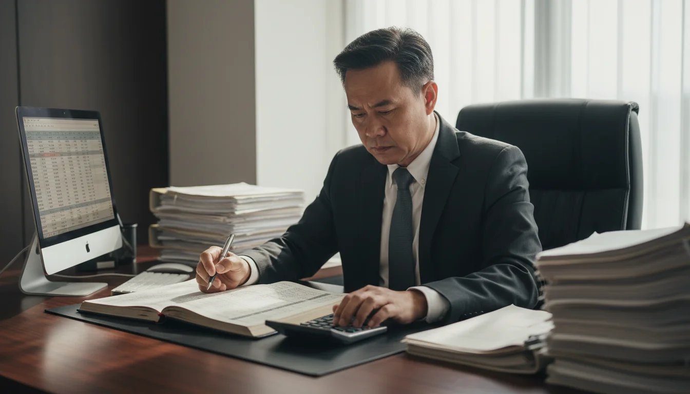 Professional updating stock ledger.