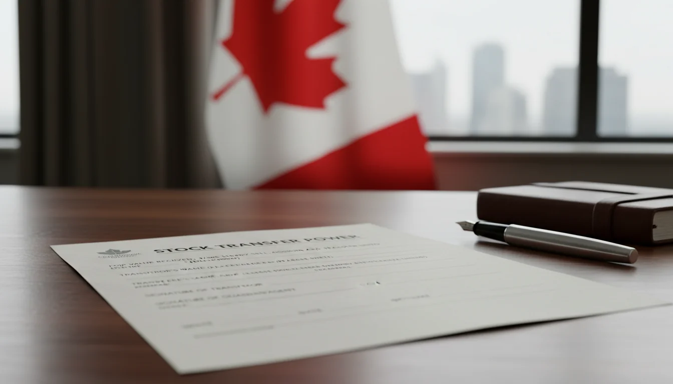 Canadian stock transfer form document