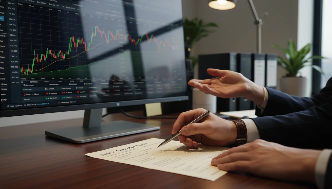 Stock market charts with transfer form