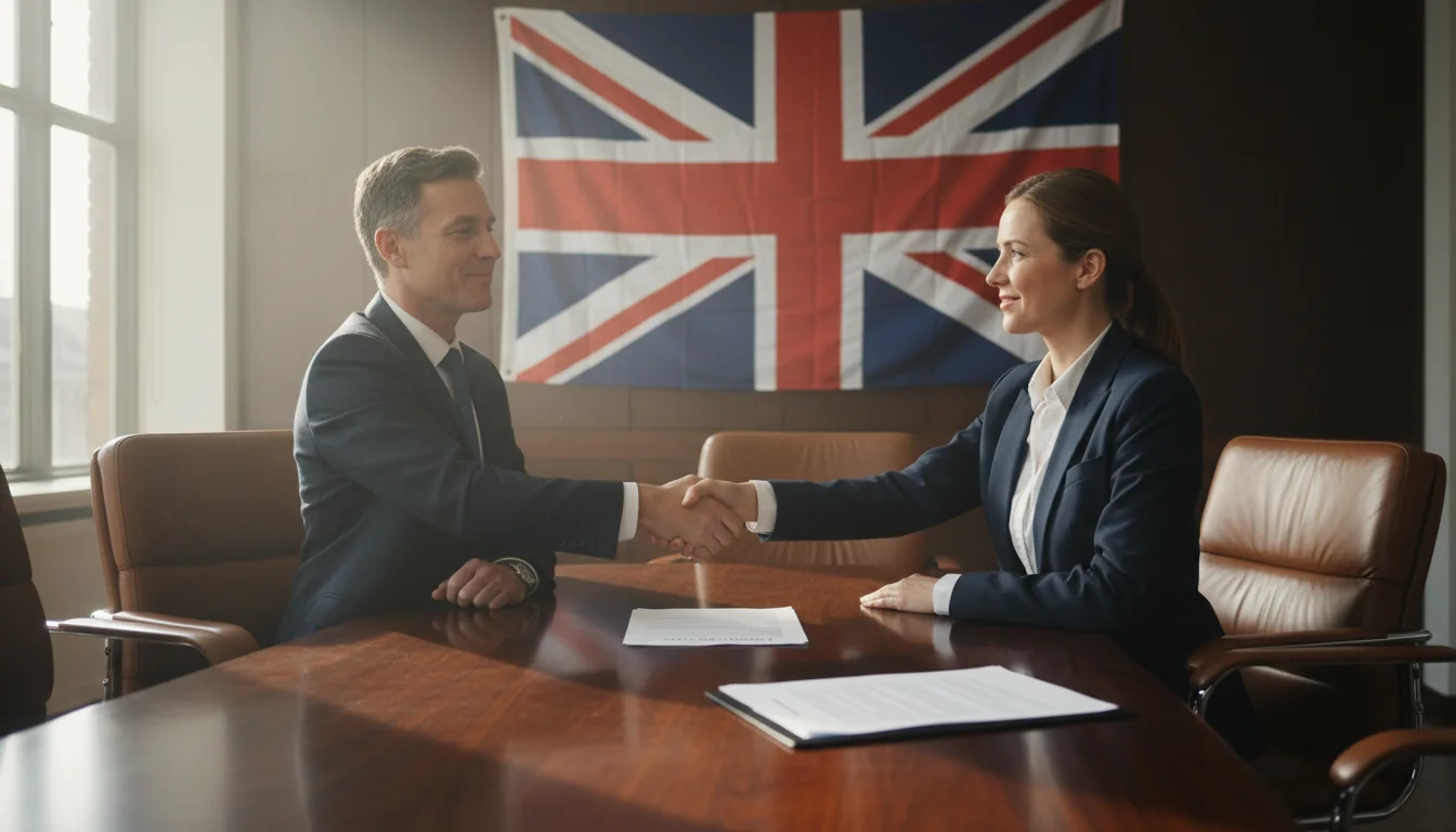 Business handshake over transfer agreement