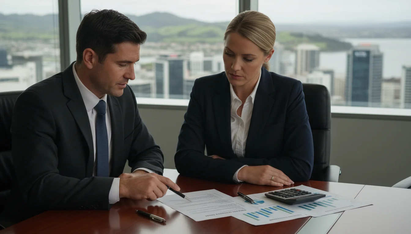 Business meeting discussing share transfer