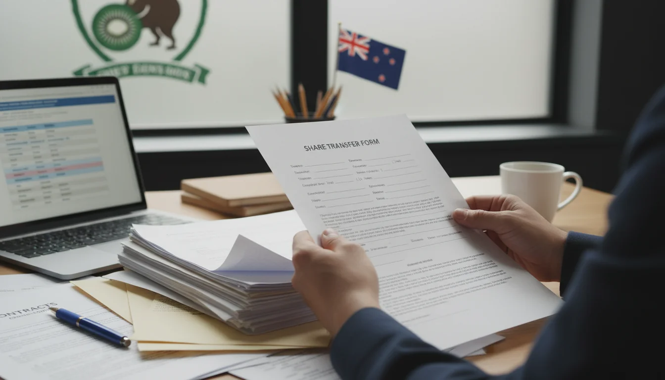 Legal documents on New Zealand desk