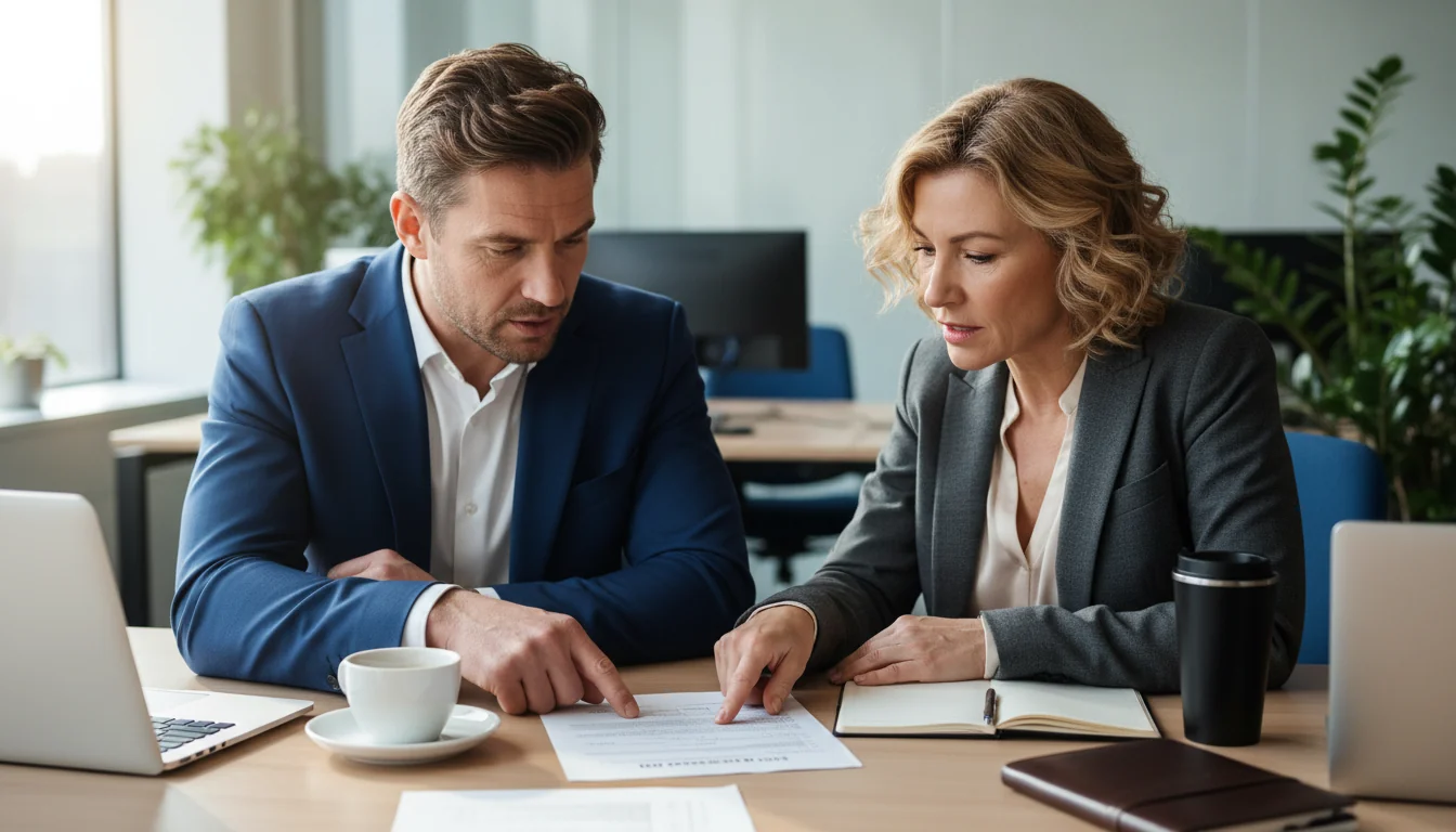 Business meeting discussing stock transfers