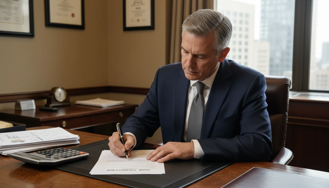 Professional signing stock transfer form