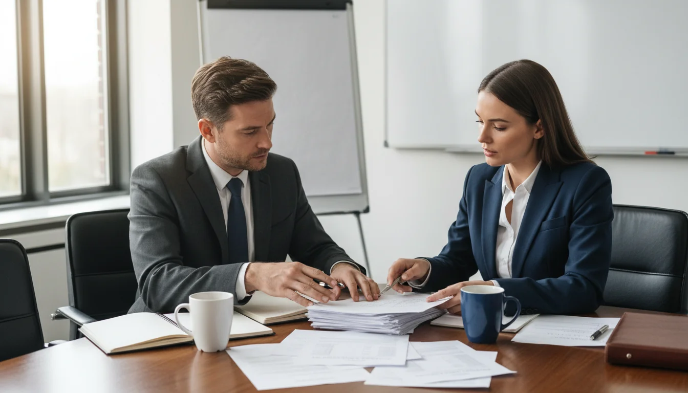Legal team reviewing documents