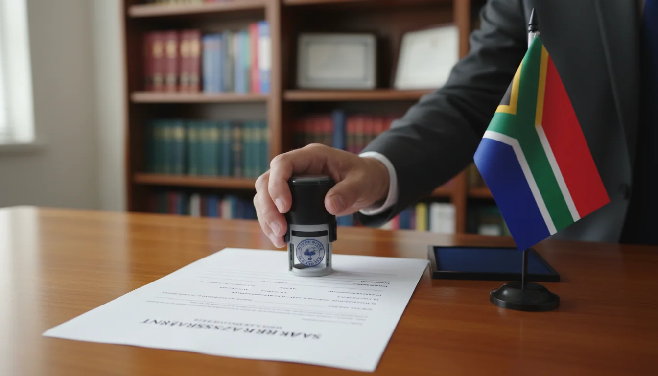 South African flag with contract