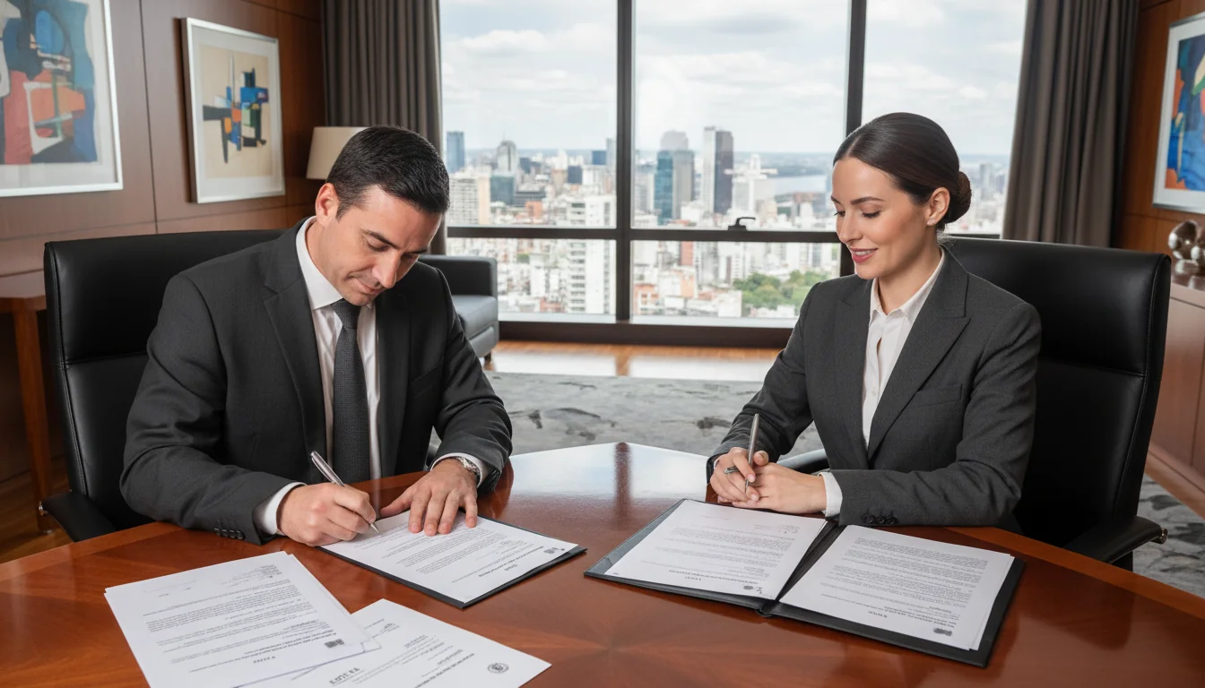 Signing stock transfer agreement in Argentina