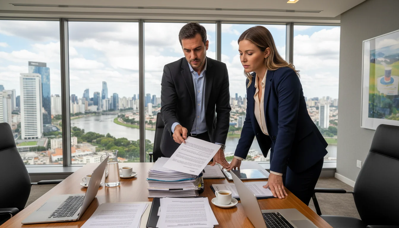 Business meeting discussing action transfer laws