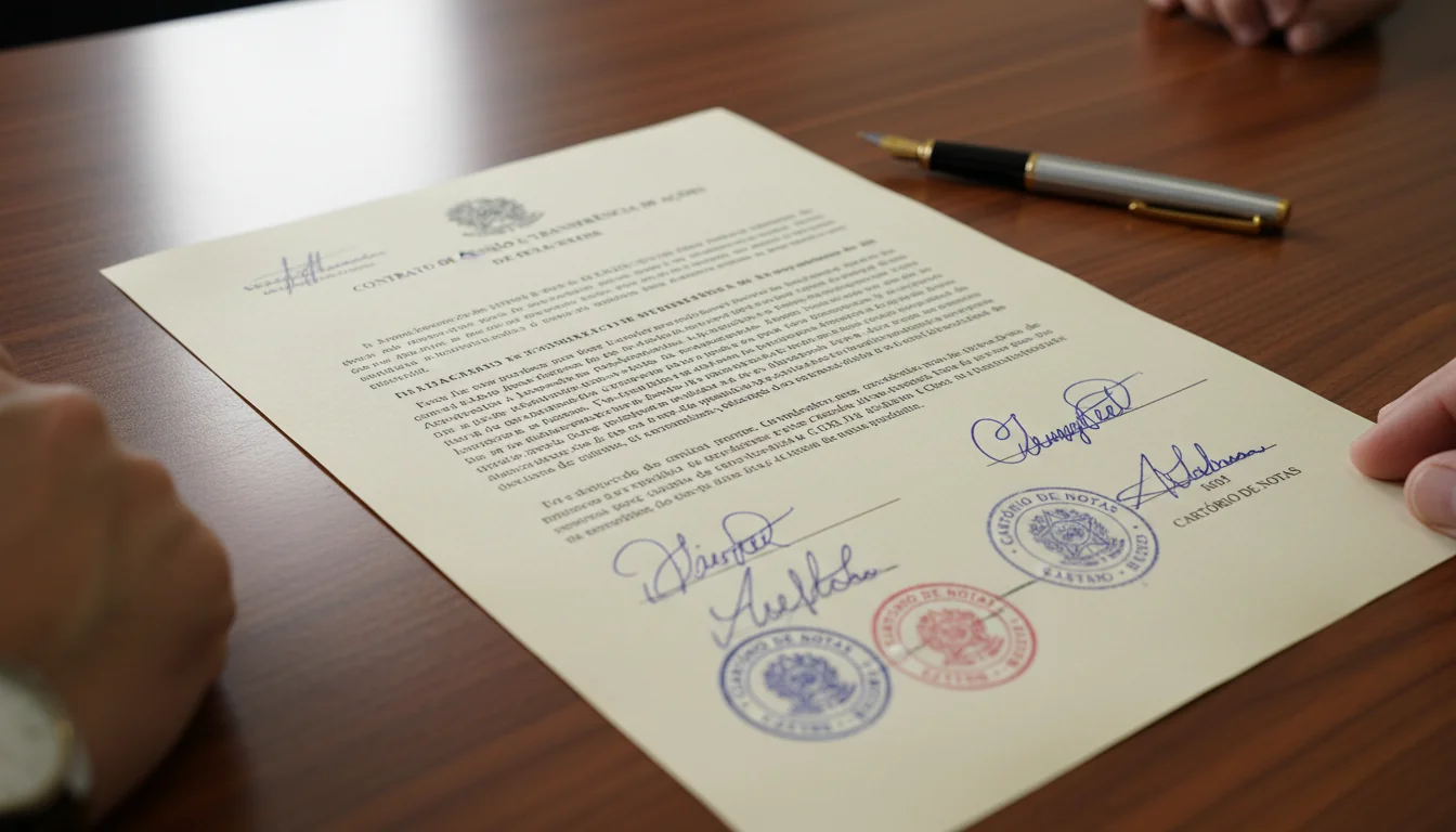 Close-up of signed stock transfer contract