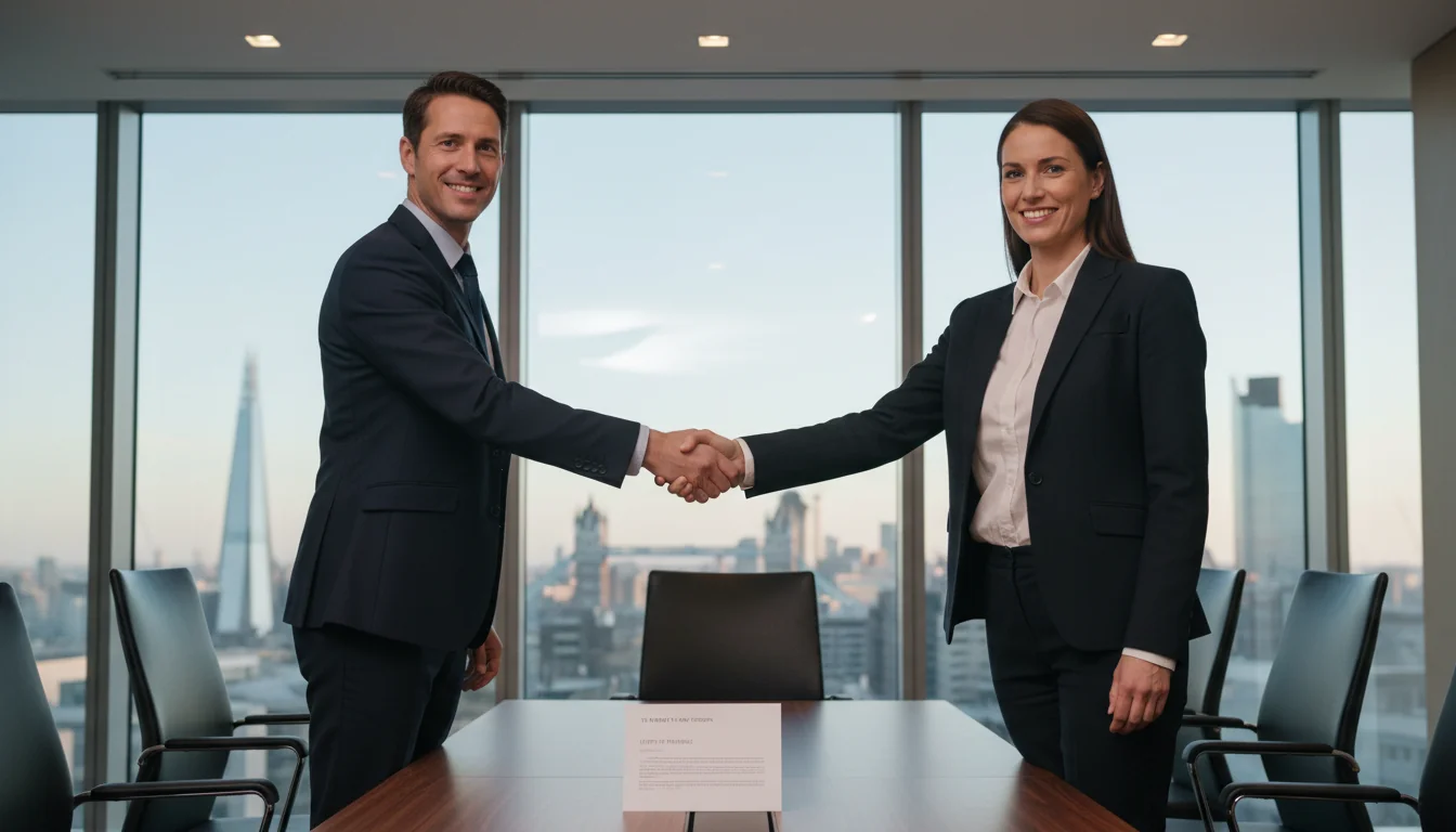 Business professionals shaking hands