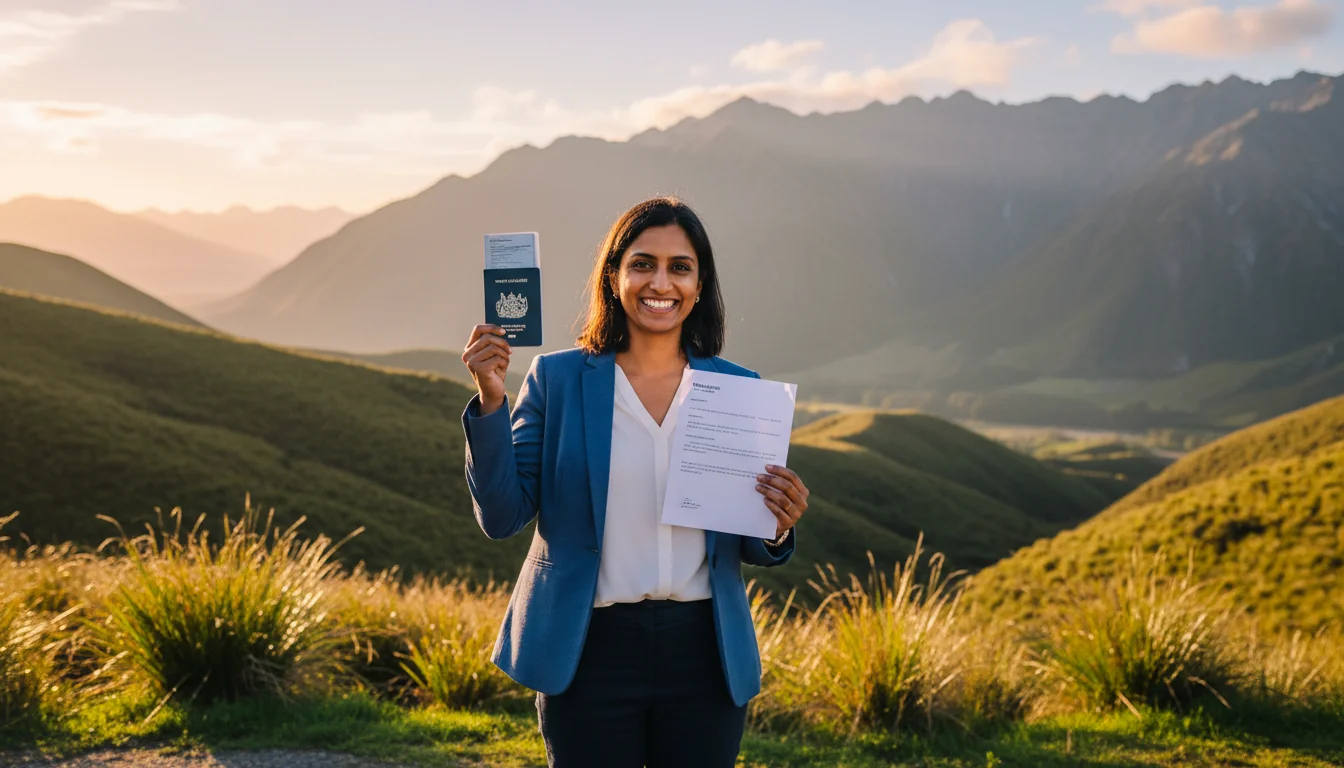 Happy adult immigrant in New Zealand