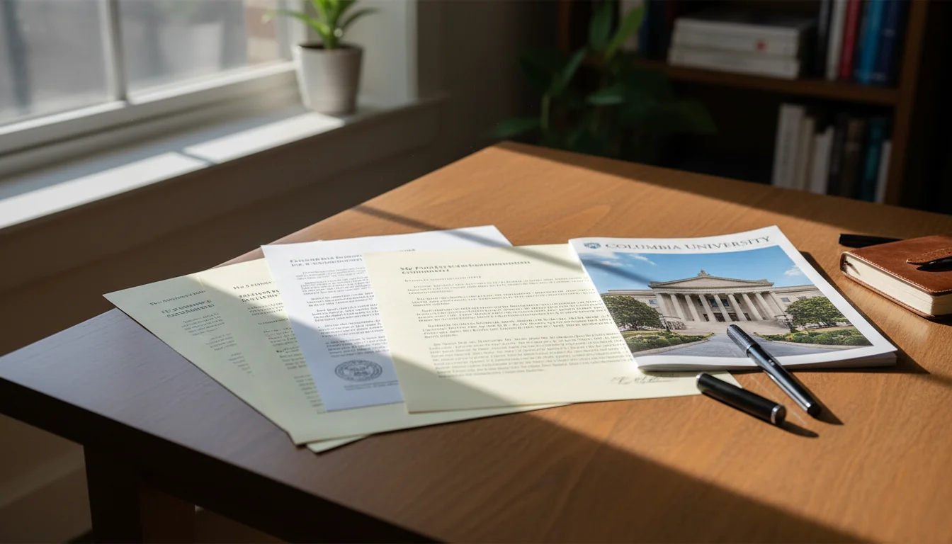 College application documents stack