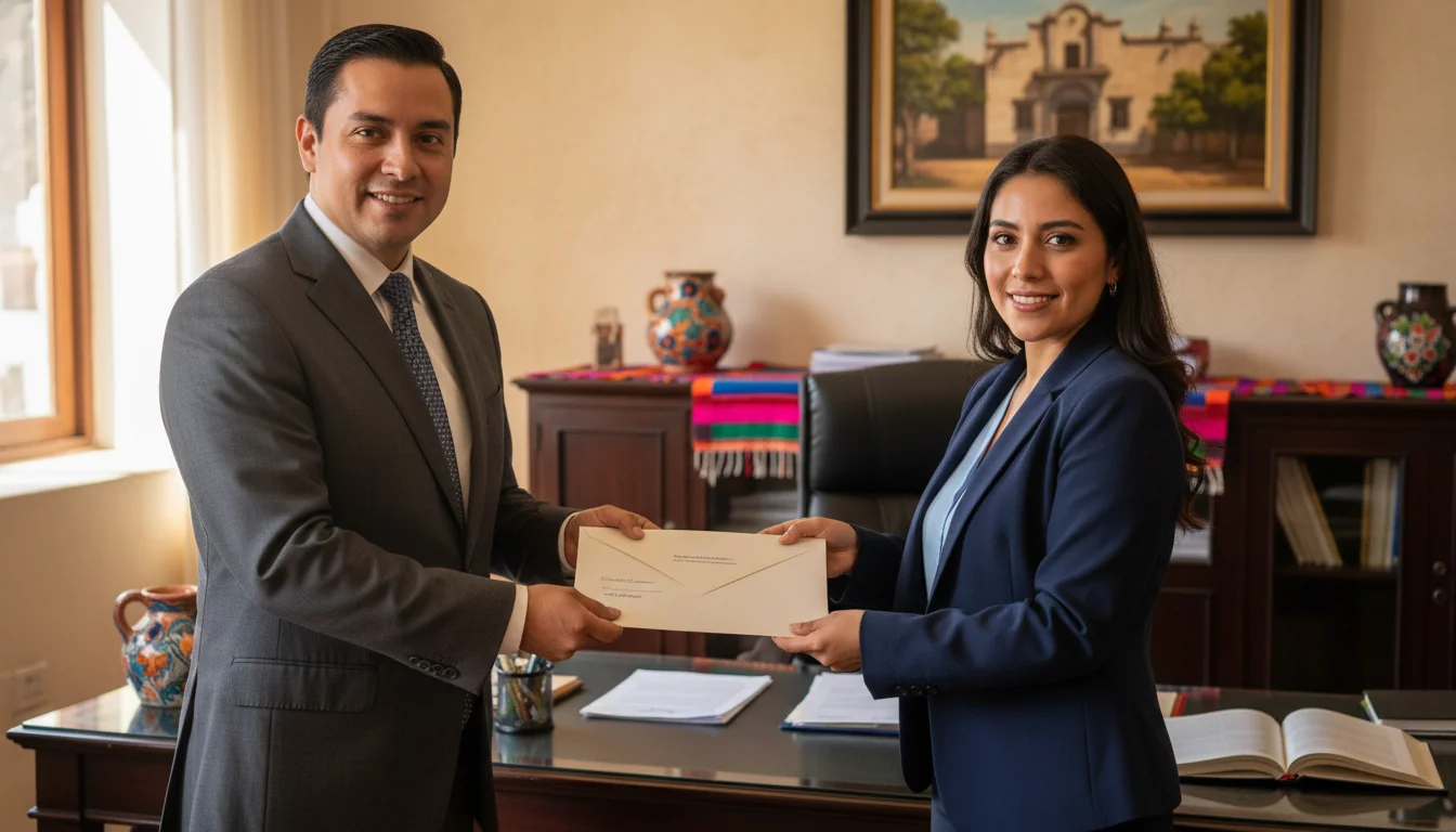 Handing over sealed recommendation letter