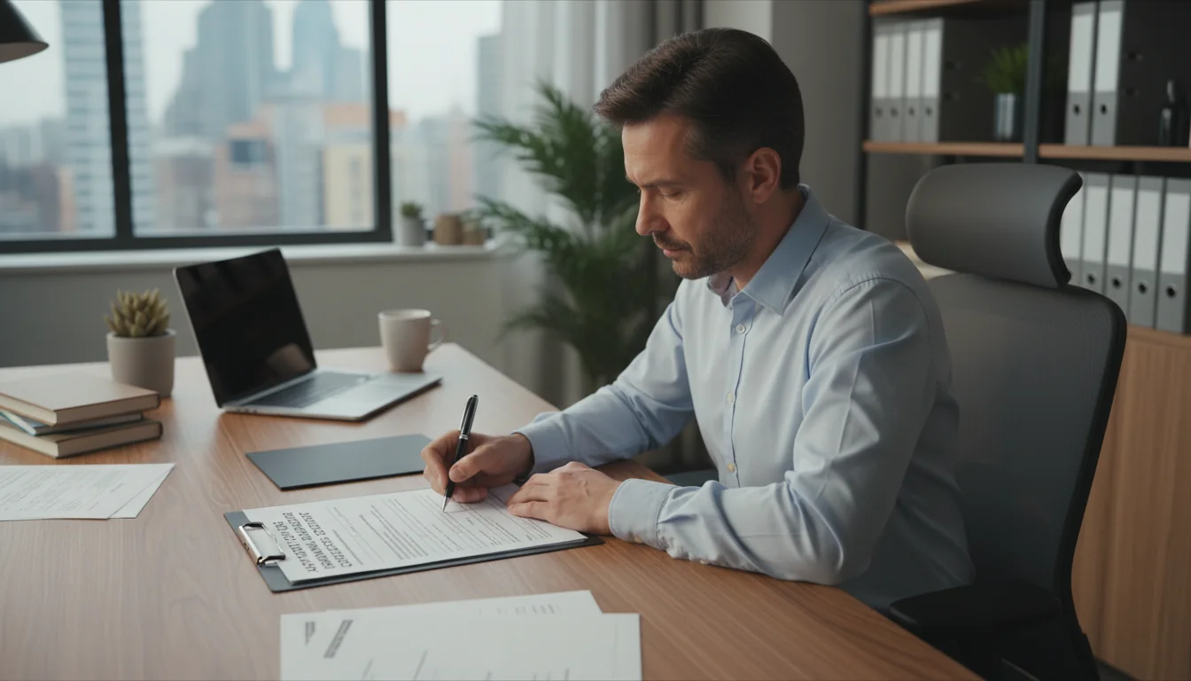 Person filling out application form