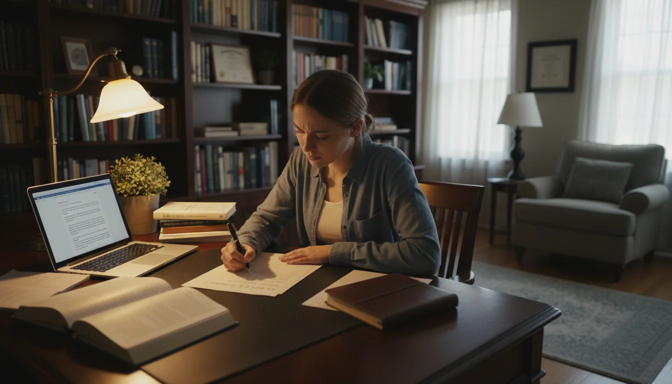 Student writing recommendation letter