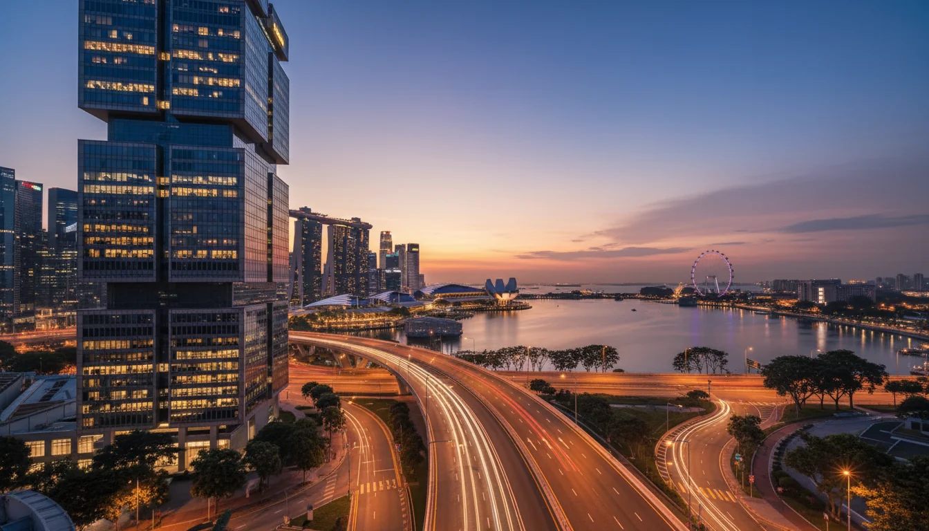 Singapore skyline with office building