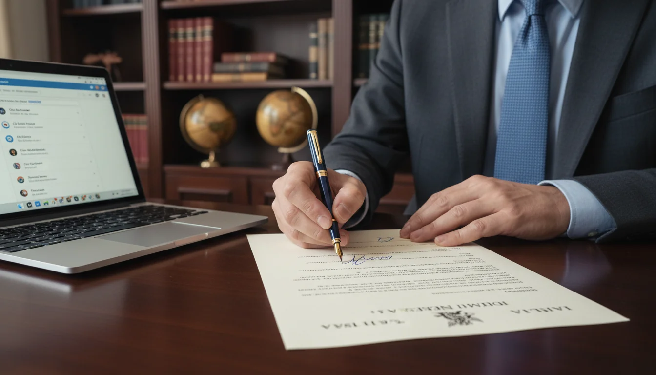 Signing corporate recommendation document