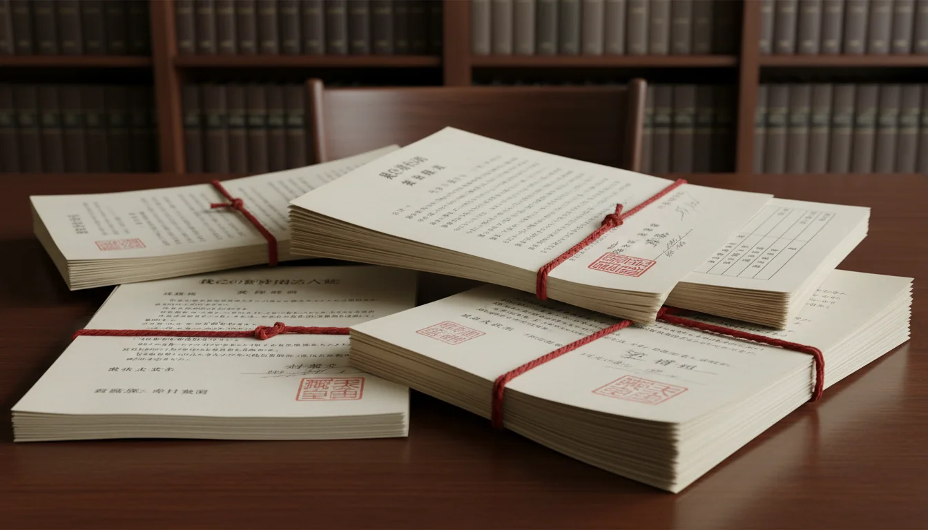 Stack of Japanese legal documents