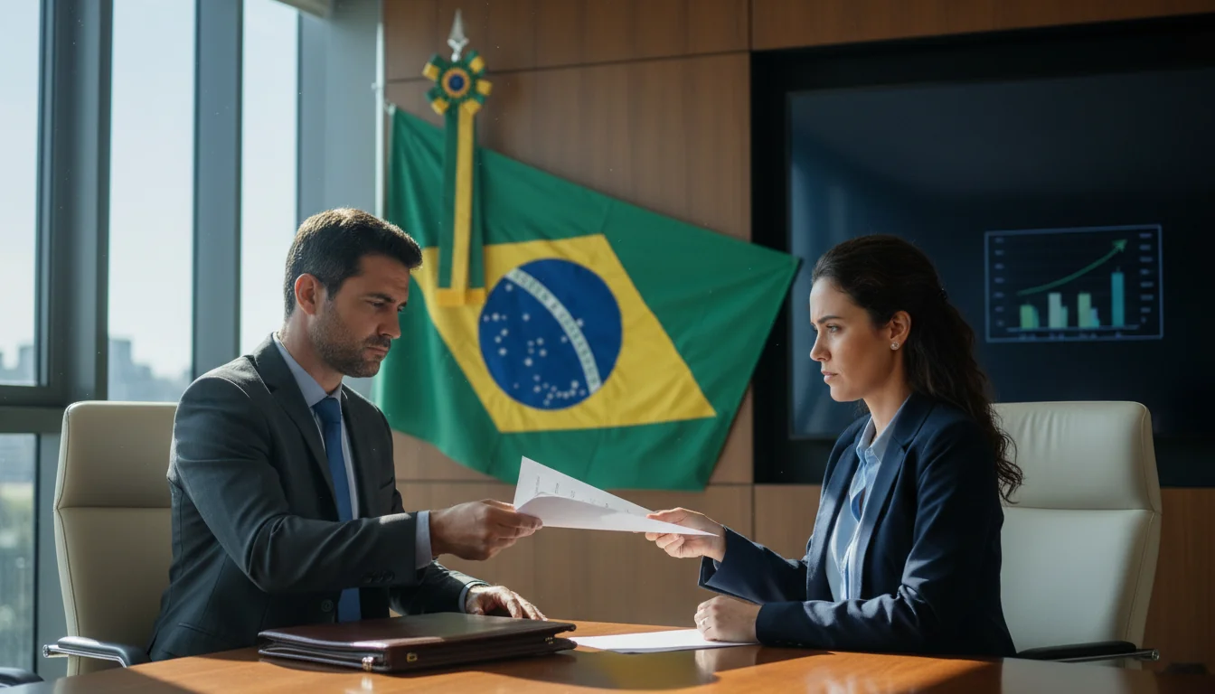 Business meeting discussing documents