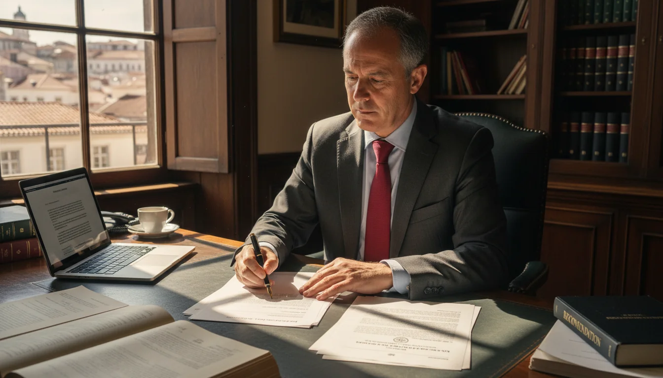 Portuguese lawyer drafting recommendation letter