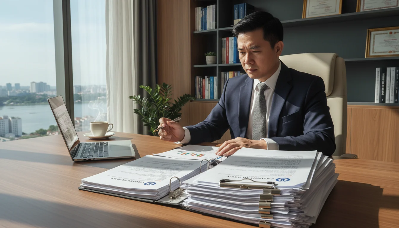 Reviewing business documents