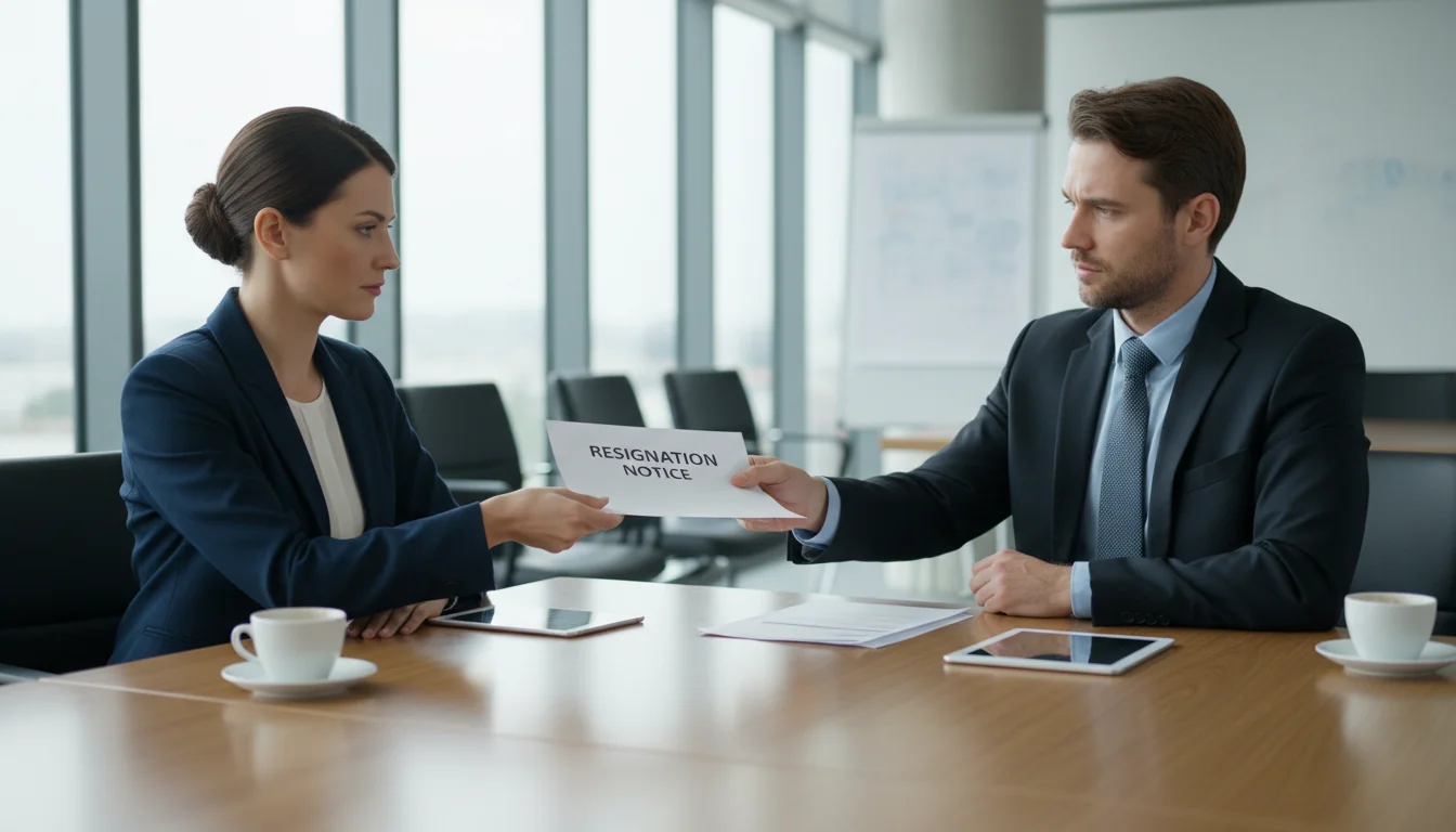 Employee discussing resignation with boss