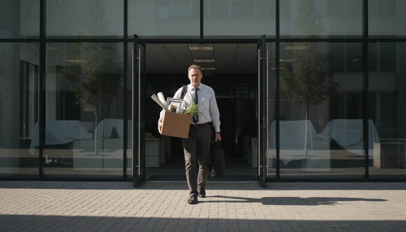 Worker leaving office after resignation