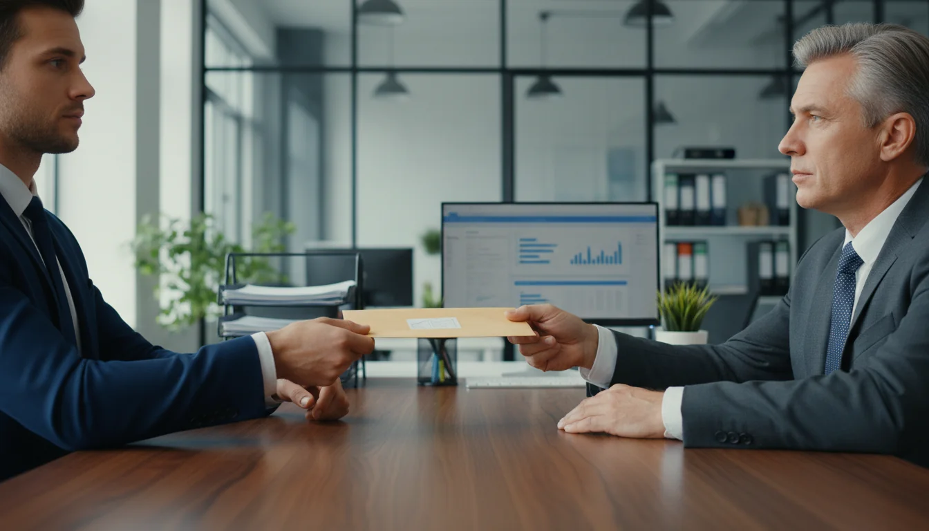 Handing over resignation to boss