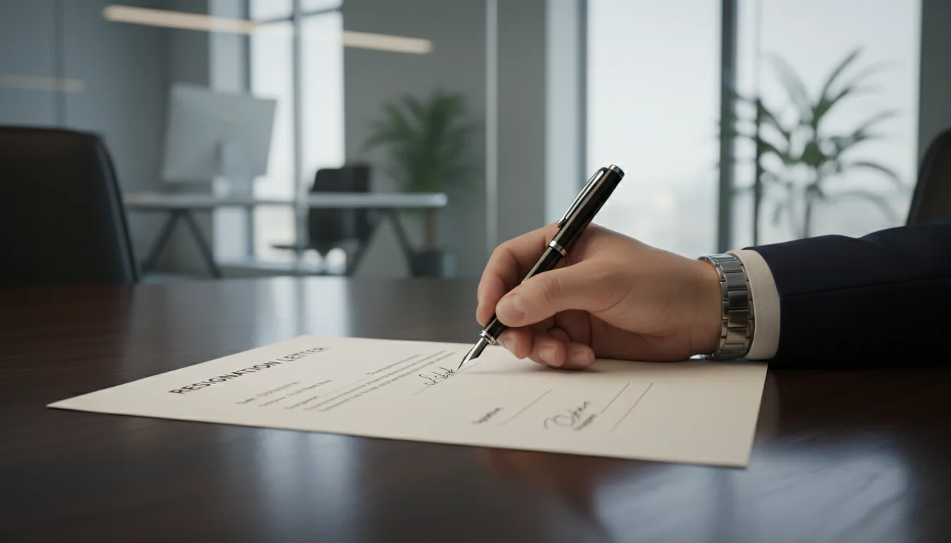 Signing formal resignation document