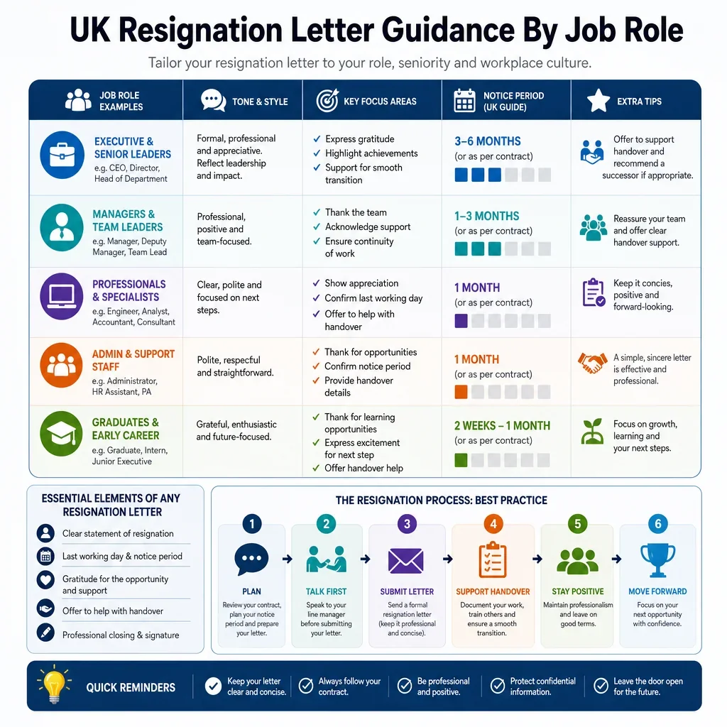 Resignation Letter Guidance by UK Job Role