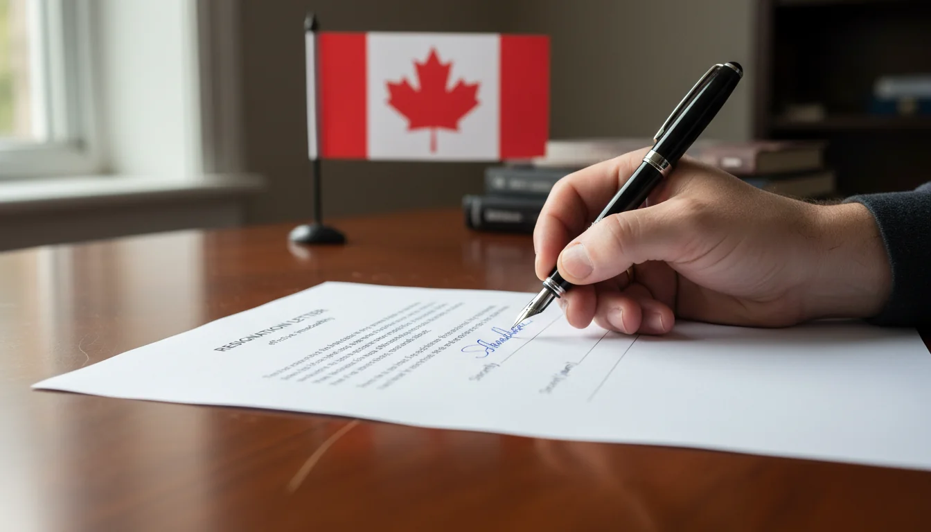 Signing a formal resignation document