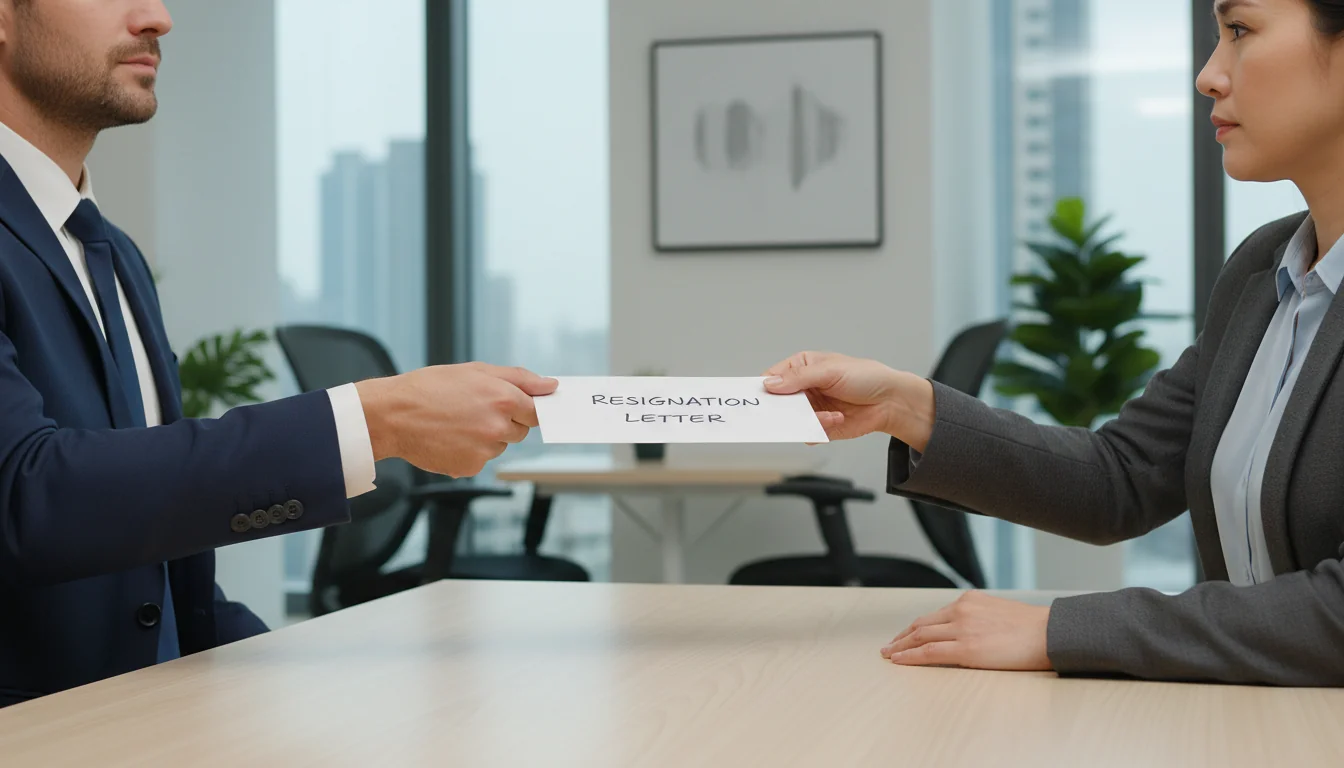 Handing over resignation to boss