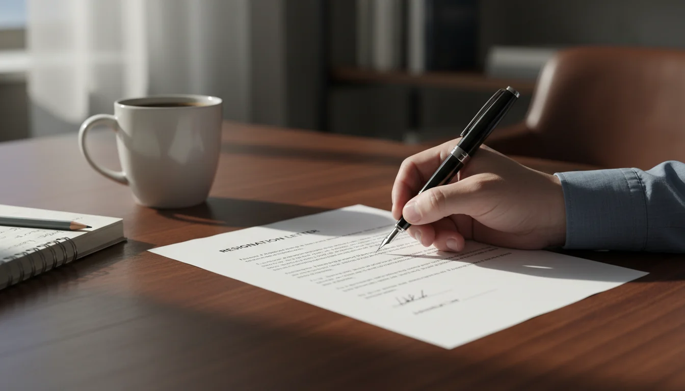 Signing a formal resignation document