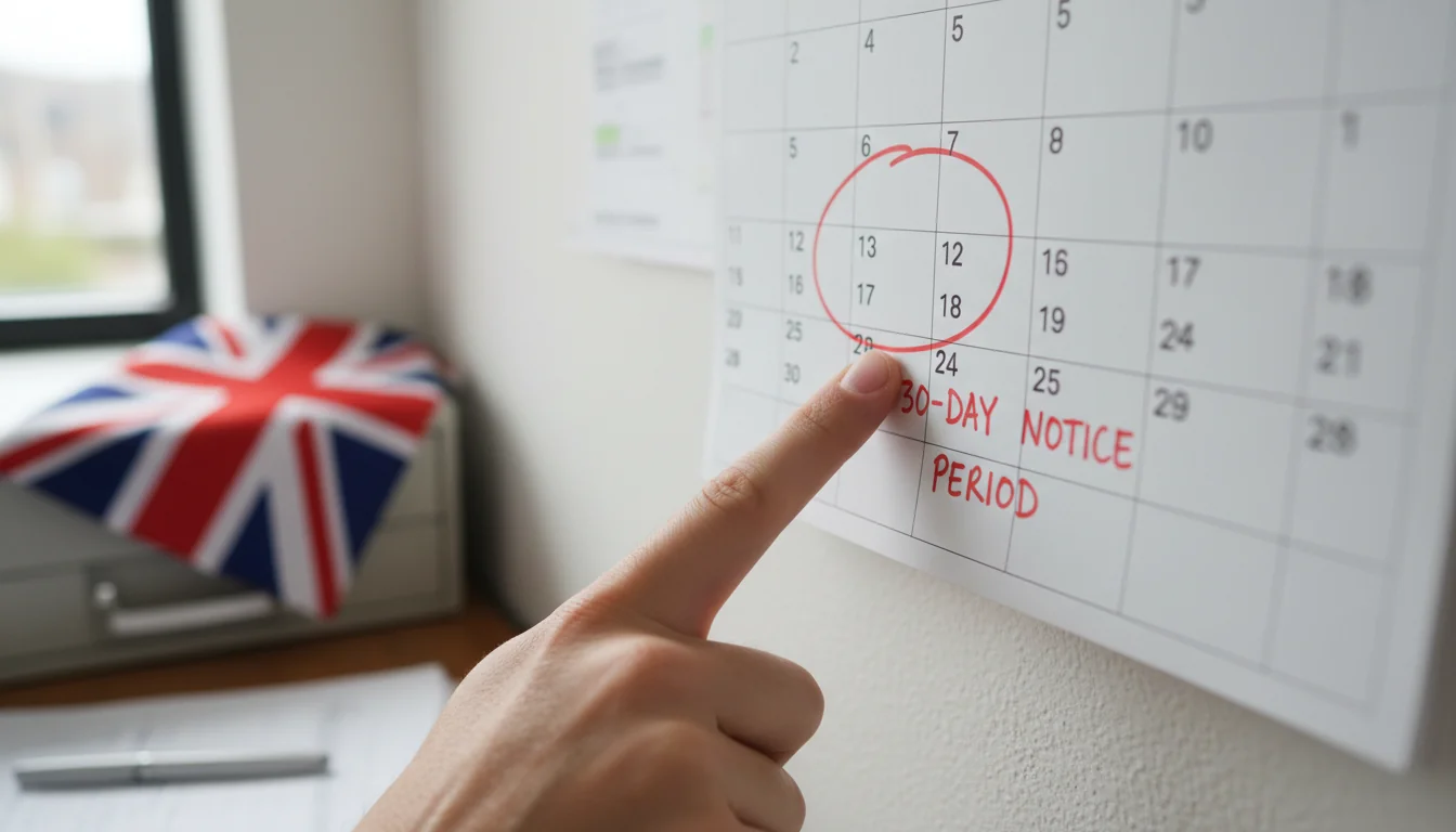 UK calendar highlighting notice period