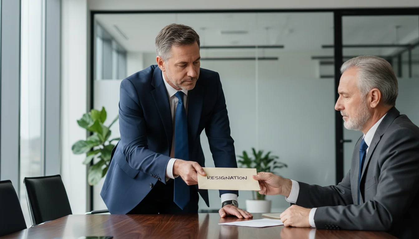 Handing over resignation notice