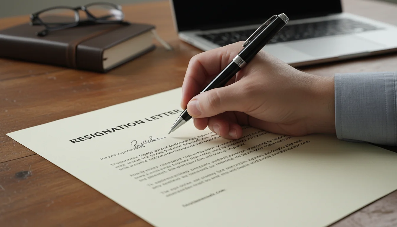 Signing formal resignation document