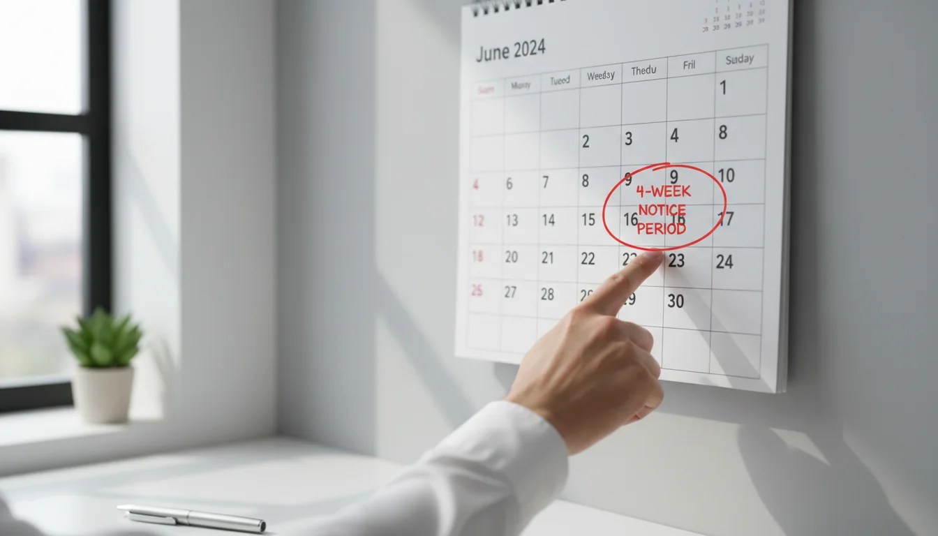 Calendar highlighting notice period