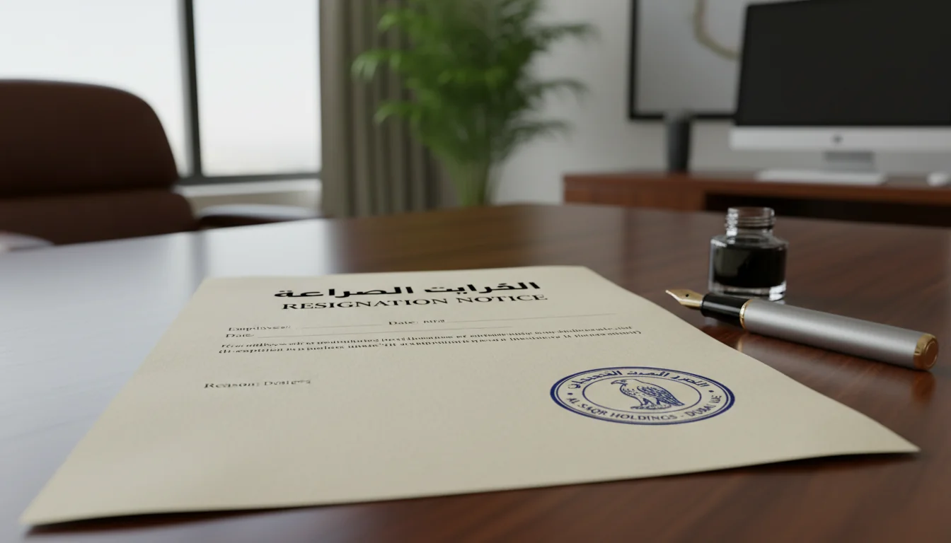 UAE corporate resignation document closeup