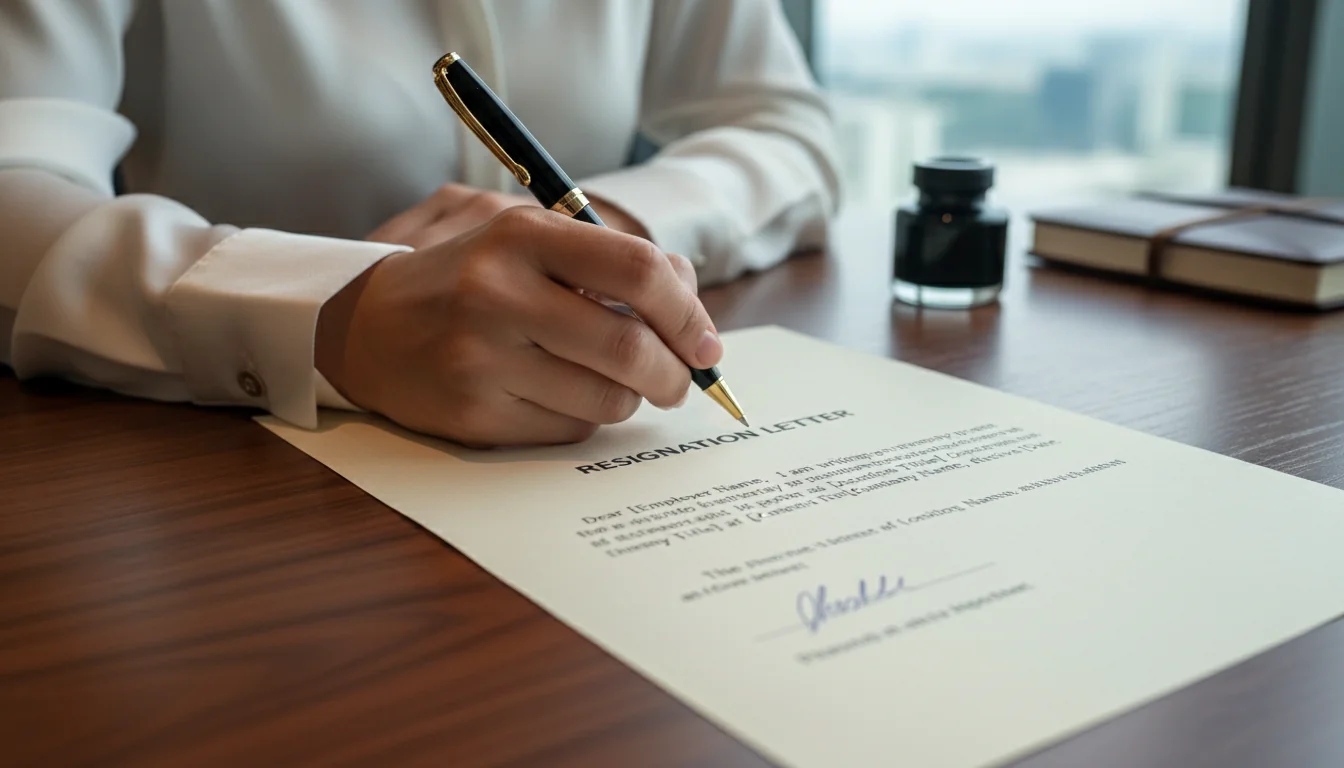 Hand signing resignation letter