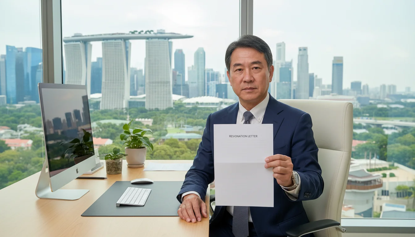 Professional resigning at office desk