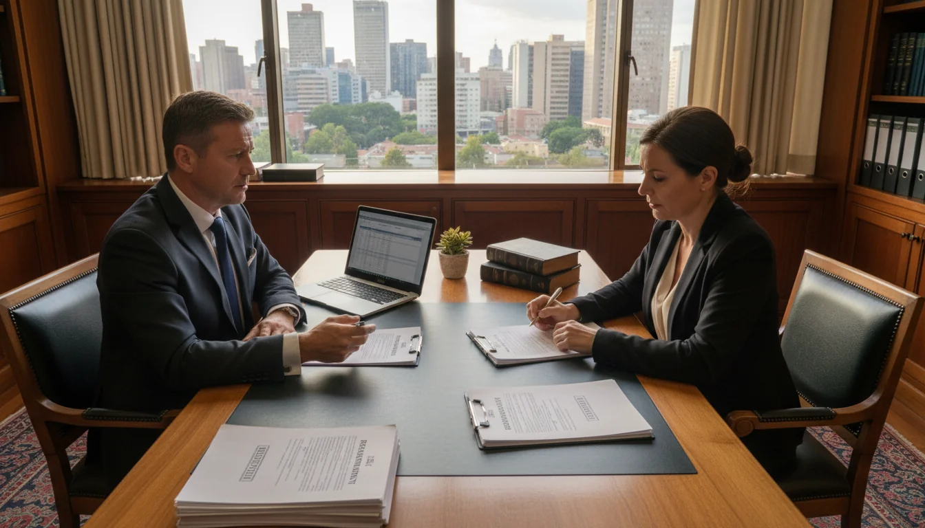 Adult consulting lawyer on resignation