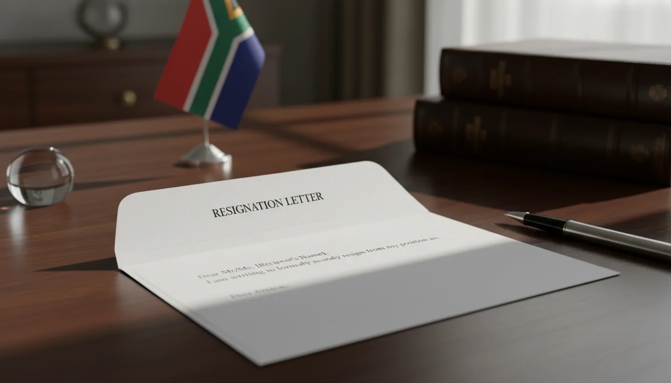 Envelope with resignation letter inside