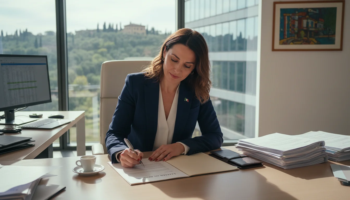 Italian office resignation signing